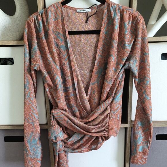 Zara Trafulac shimmer wrap top Size S - Picture 1 of 10